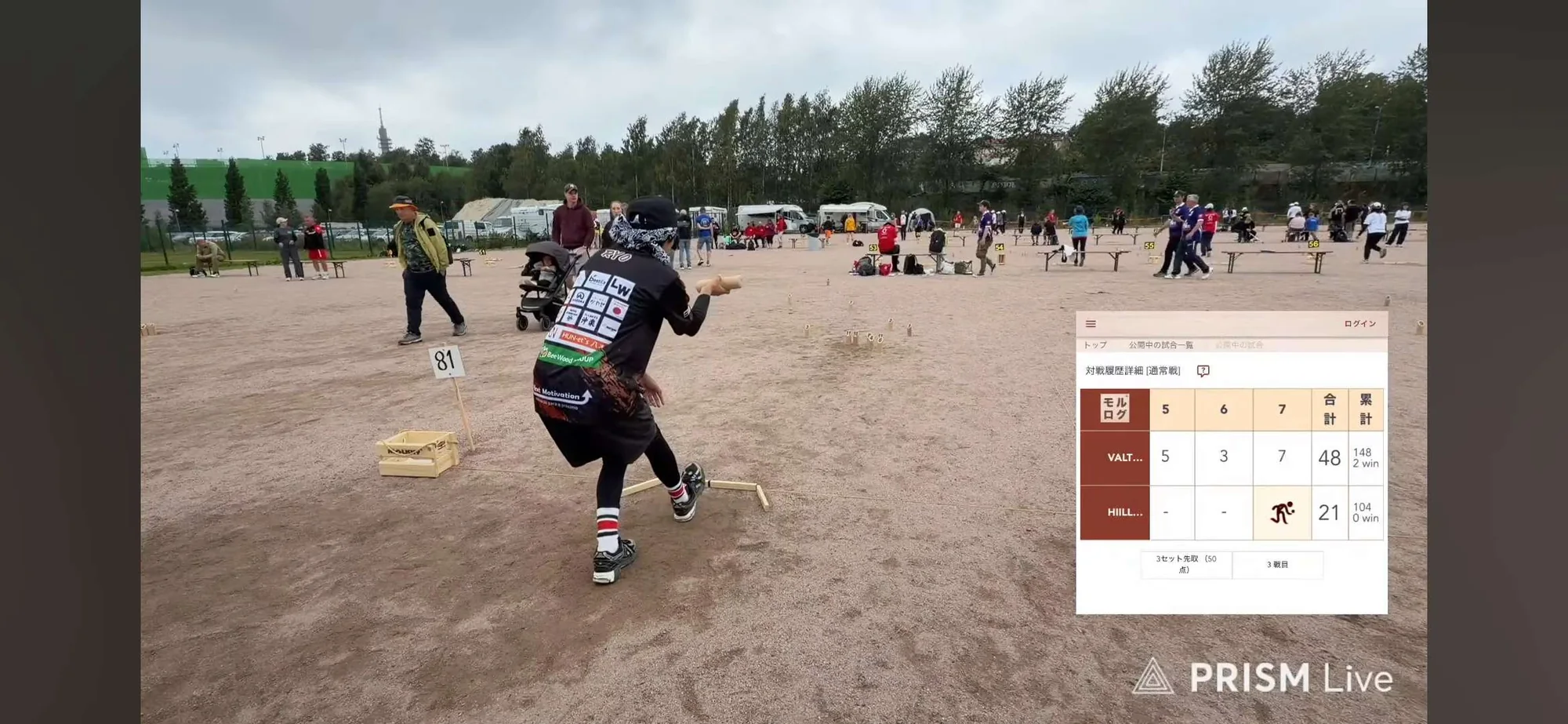 A HIILLOS.W player competing at the 2026 Mölkky World Championship